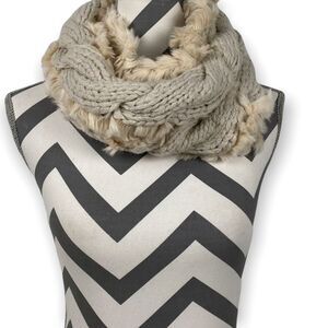 Loft Cable Knit and Faux Fur Infinity Scarf